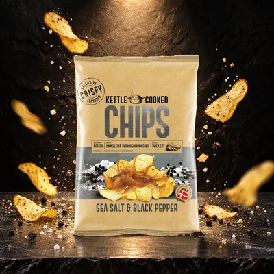 Chips Sea Salt & Black Pepper Kettle Cooked 150 g