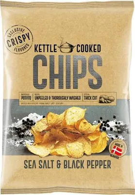 Chips Sea Salt & Black Pepper Kettle Cooked 150 g