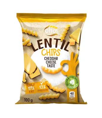 Lentil Chips Cheddar vegano 100 g