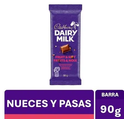 Cadbury Chocolate con Leche, Frutas y Nueces 90 g