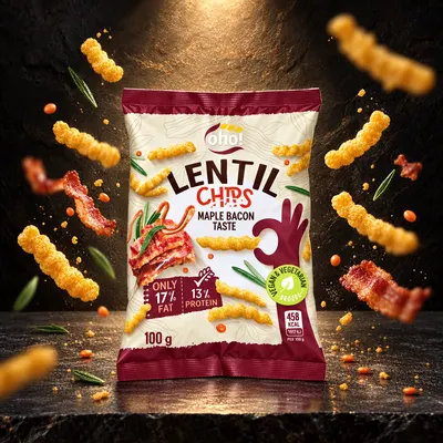 Lentil Chips Maple Bacon vegano 100 g