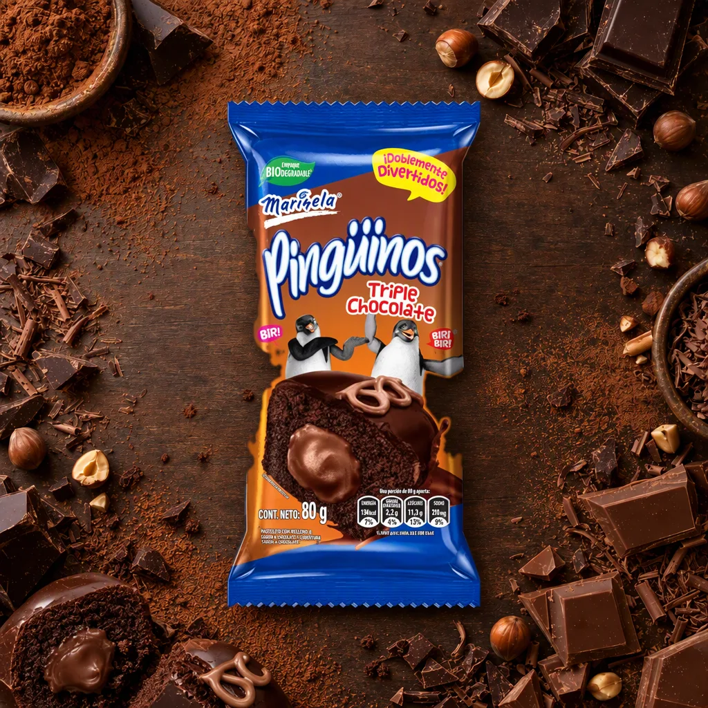Pingüinos Triple Chocolate Marinela 80 g