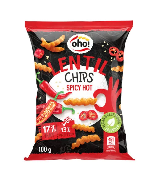Lentil Chips Spicy Hot vegano 100 g
