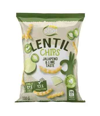 Lentil Chips Jalapeño y Limón vegano 100 g